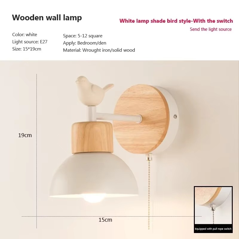 Nordic Creative Wall Lamp LED Wood Lighting Fixture For/Living Room/Eye Protection Reading /Bedroom/Bedside Home Decor Lighting