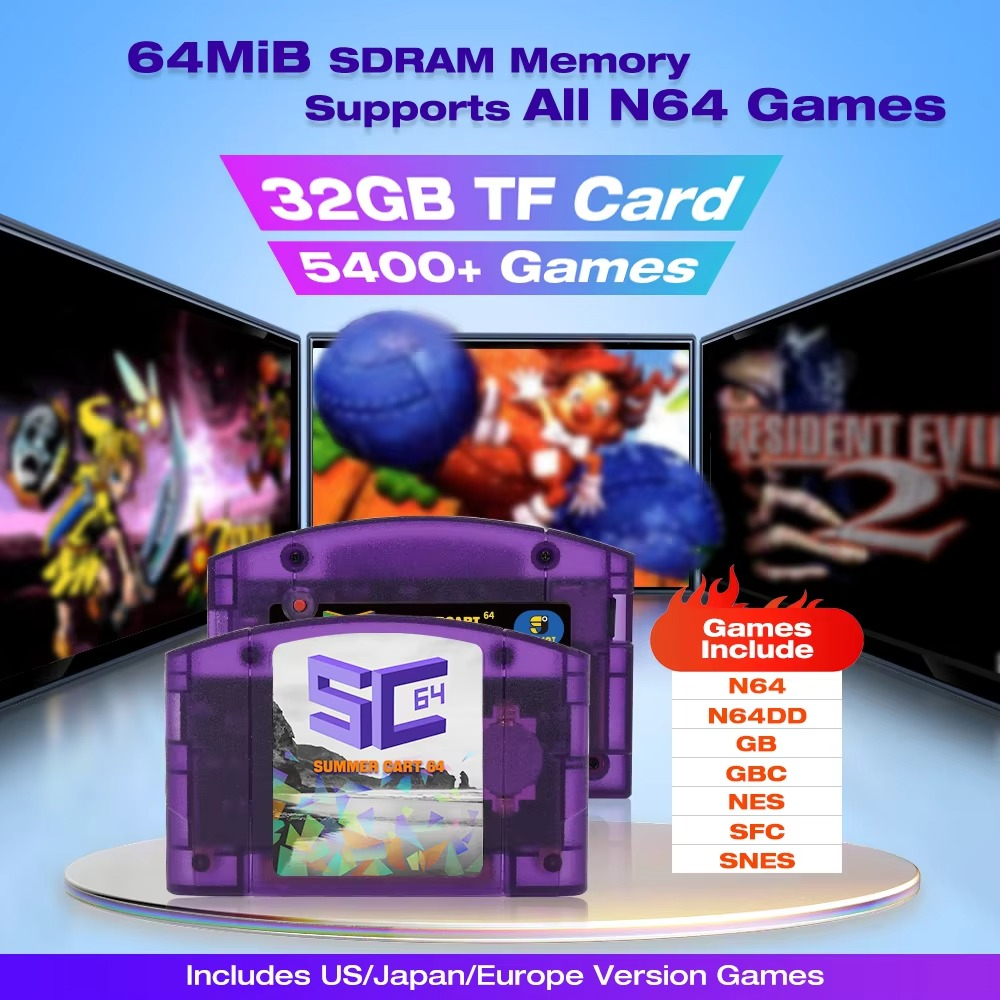 SummerCart64 Open Source N64 Game Card For Nintendo 64 Game Console With Simulator Function Compatibility 5400+ games