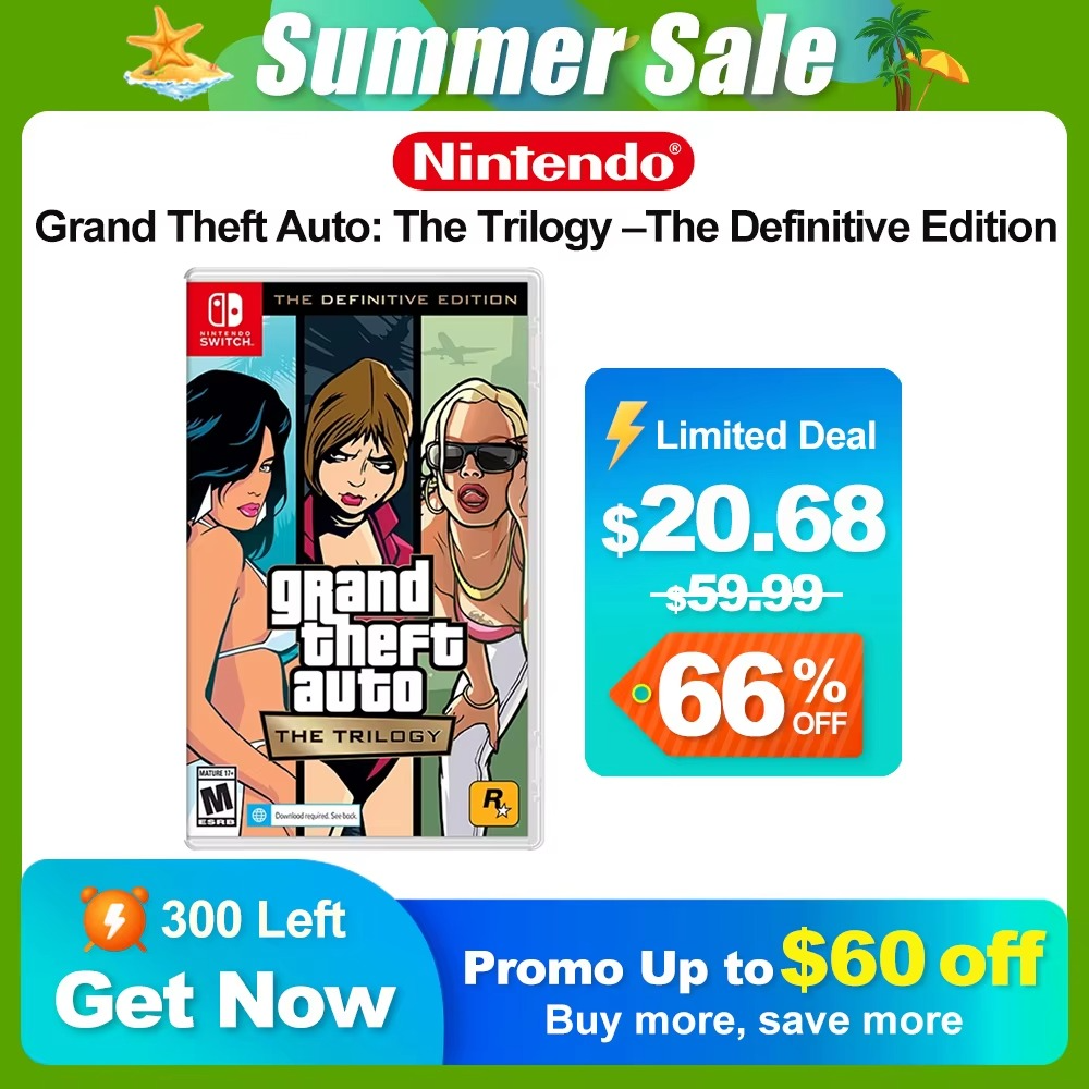 Grand Theft Auto GTA Nintendo Switch Game Deals The Trilogy Definitive Edition Original Physical Game Card for Switch OLED Lite