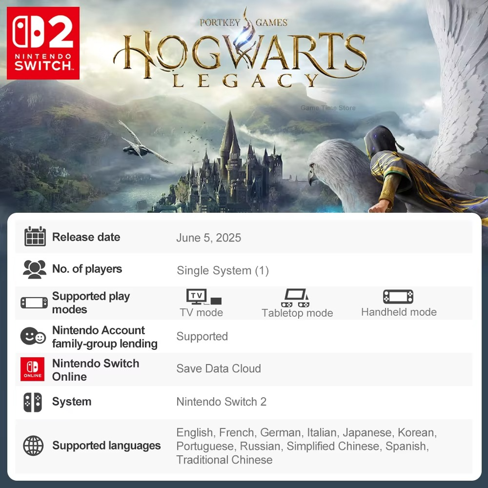 Nintendo Switch 2 Hogwarts Legacy Juegos Games Deals 100% New Original Physical Game Card Nintendo Game Key Card for Switch 2