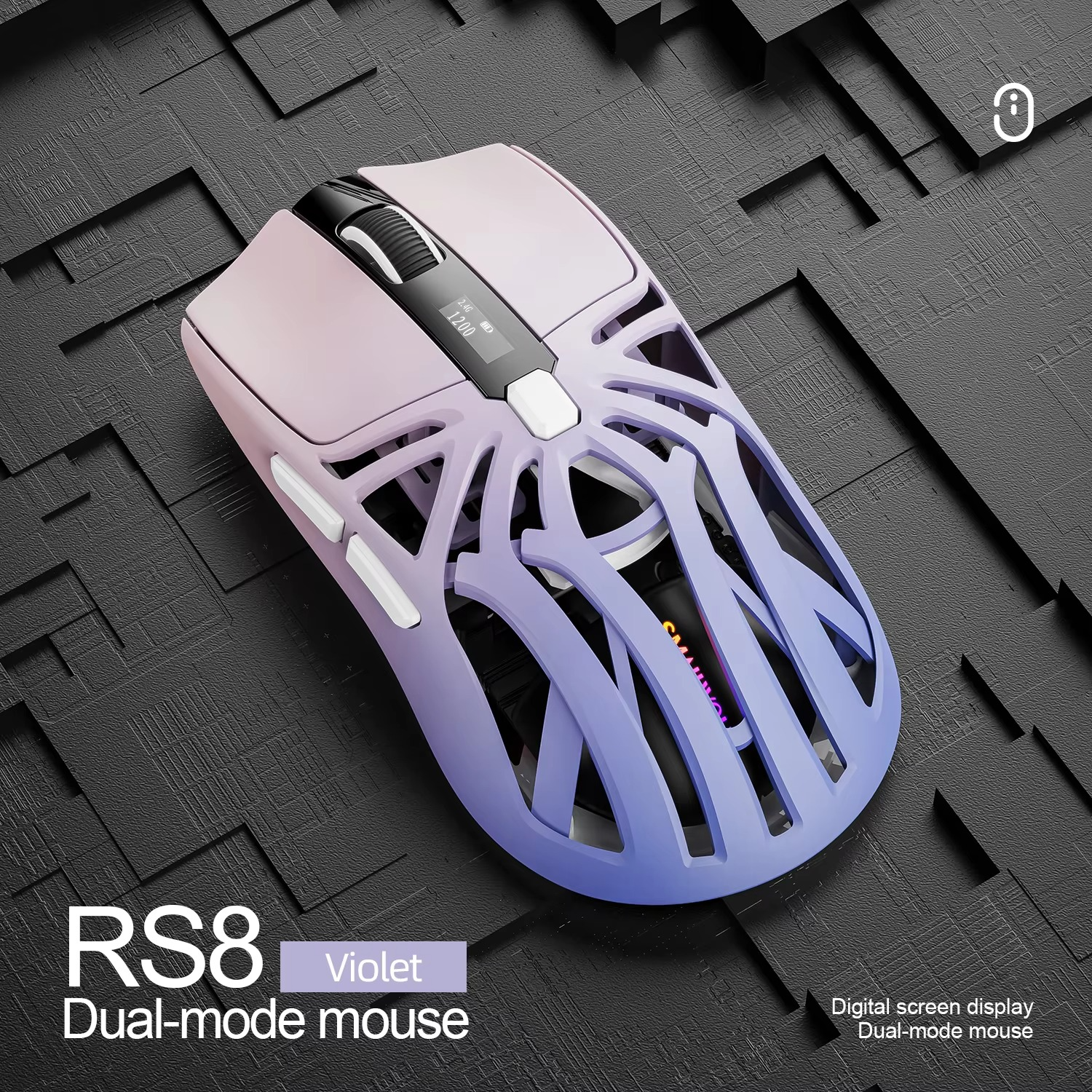 SMAILWOLF RS8 1000Hz Bluetooth mouse, 10000dpi, three-mode connection, lightweight macro gaming mouse notebook computer