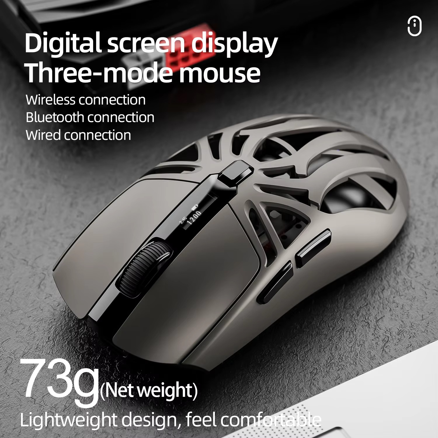 SMAILWOLF RS8 1000Hz Bluetooth mouse, 10000dpi, three-mode connection, lightweight macro gaming mouse notebook computer