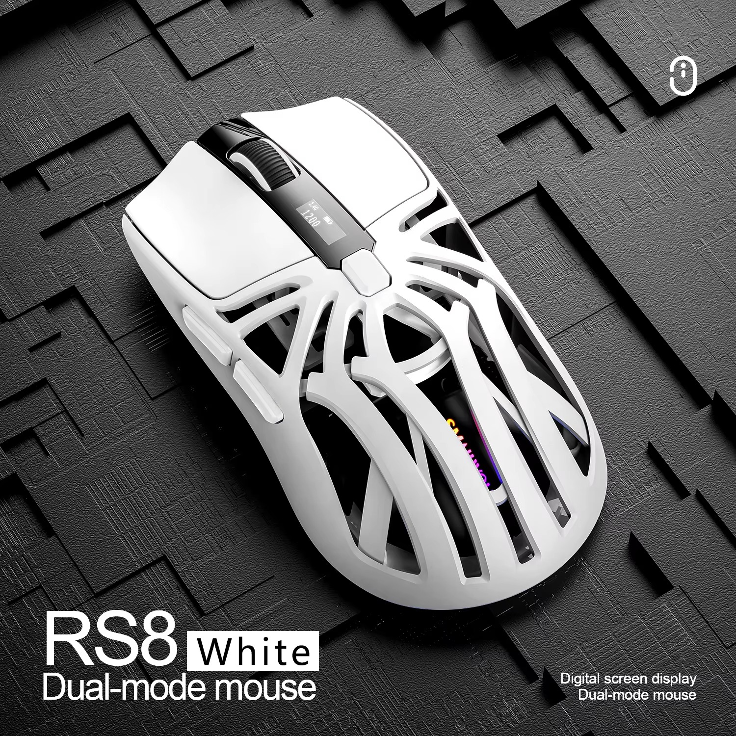 SMAILWOLF RS8 1000Hz Bluetooth mouse, 10000dpi, three-mode connection, lightweight macro gaming mouse notebook computer