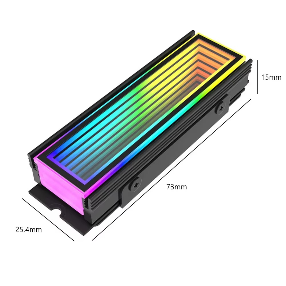 COOLCIRC 5V 3Pin ARGB Aura Sync M.2 2280 NVMe SSD Heatsink Cooler with Aluminum Radiator & RGB Effects for PC Solid State Drive