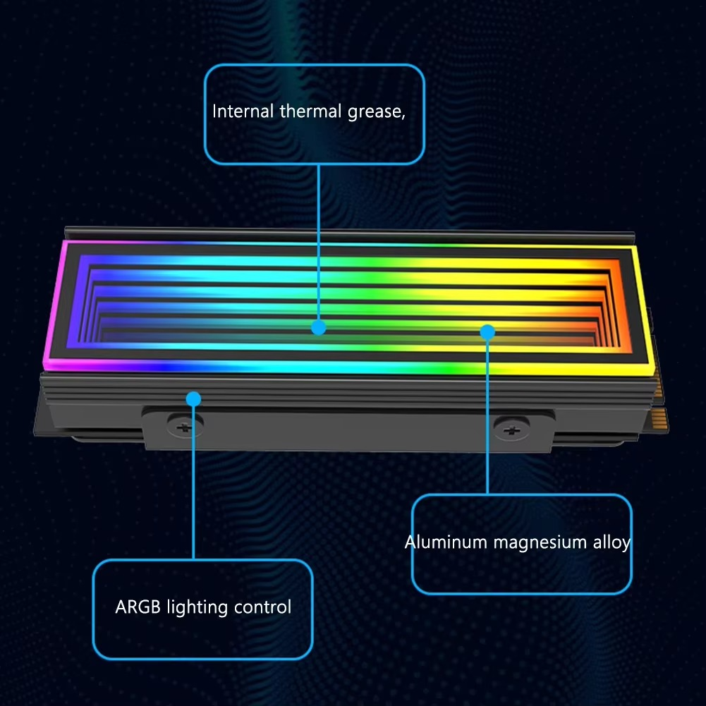 COOLCIRC 5V 3Pin ARGB Aura Sync M.2 2280 NVMe SSD Heatsink Cooler with Aluminum Radiator & RGB Effects for PC Solid State Drive