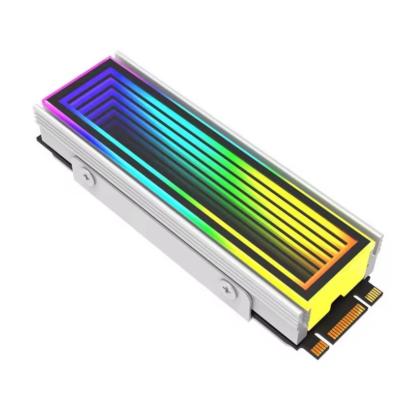 COOLCIRC 5V 3Pin ARGB Aura Sync M.2 2280 NVMe SSD Heatsink Cooler with Aluminum Radiator & RGB Effects for PC Solid State Drive