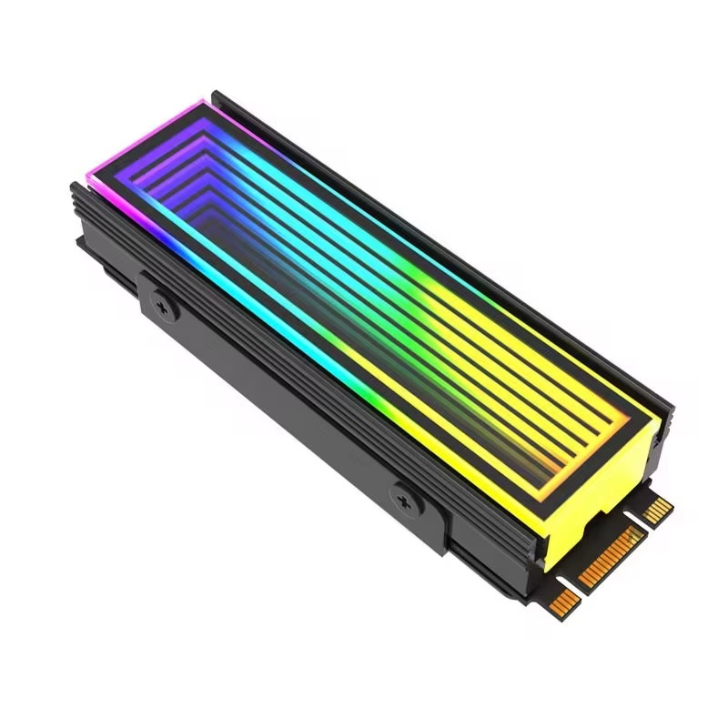 COOLCIRC 5V 3Pin ARGB Aura Sync M.2 2280 NVMe SSD Heatsink Cooler with Aluminum Radiator & RGB Effects for PC Solid State Drive