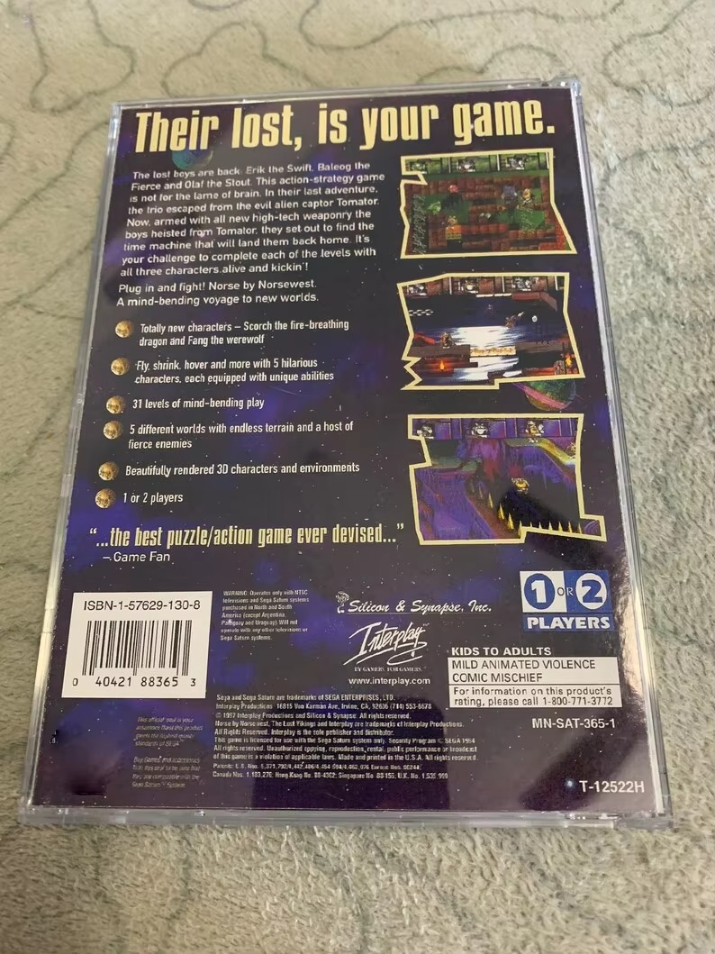 Saturn Copy Disc Game The return of the Lost Vikings With Manual Unlock SS Console Game Optical Drive Retro Video Direct Reading