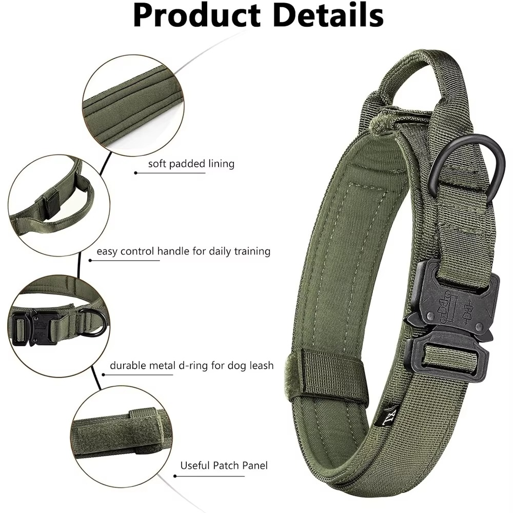 Dog Collar Durable Tactical Leash Set Adjustable Military Pet Collar Leash Medium Large Dog German Shepherd Training Accessories
