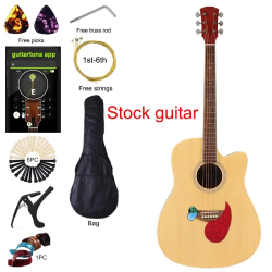 41 Inch Acoustic Guitar 6 String Folk Guitar Natural Color Cutaway Design Matte Finish Spruce Wood Top