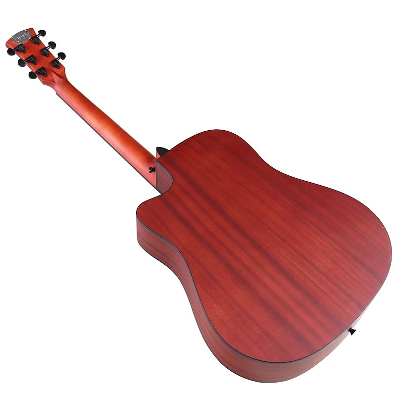 41 Inch Acoustic Guitar 6 String Folk Guitar Natural Color Cutaway Design Matte Finish Spruce Wood Top