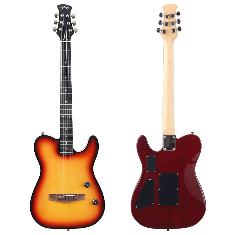 Thin Body 6 String Silent Acoustic Guitar 39 Inch Silence Electric Folk Guitar Solid Wood Top High Gloss Solid Okoume Wood