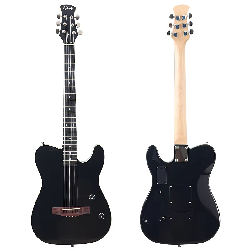 Thin Body 6 String Silent Acoustic Guitar 39 Inch Silence Electric Folk Guitar Solid Wood Top High Gloss Solid Okoume Wood