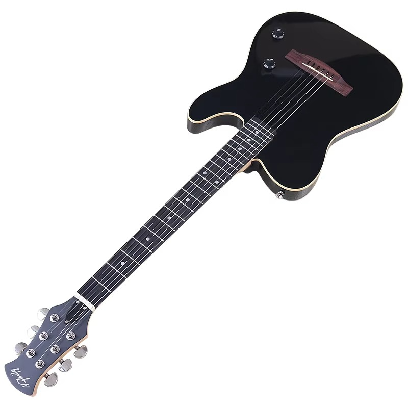 Thin Body 6 String Silent Acoustic Guitar 39 Inch Silence Electric Folk Guitar Solid Wood Top High Gloss Solid Okoume Wood