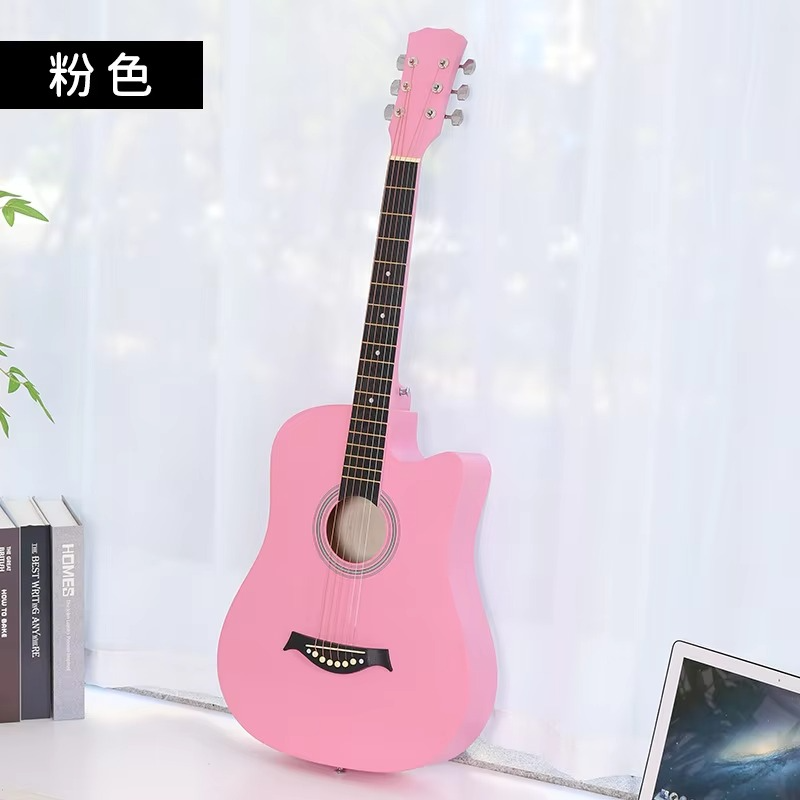 38 Inch Folk Guitar Music Instruments Acoustic Guitar Set for Beginners Adults Black Travel Guitar for Teens Guitar Accessories