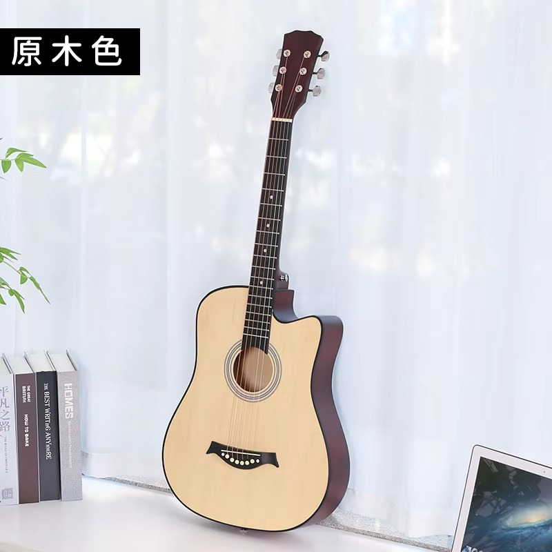 38 Inch Folk Guitar Music Instruments Acoustic Guitar Set for Beginners Adults Black Travel Guitar for Teens Guitar Accessories