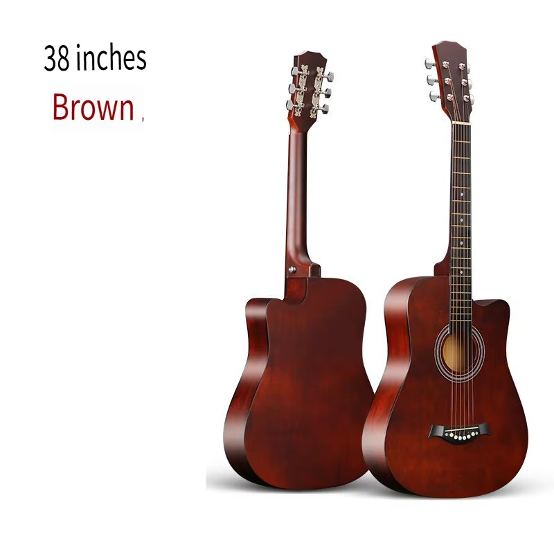 38 Inch Folk Guitar Music Instruments Acoustic Guitar Set for Beginners Adults Black Travel Guitar for Teens Guitar Accessories