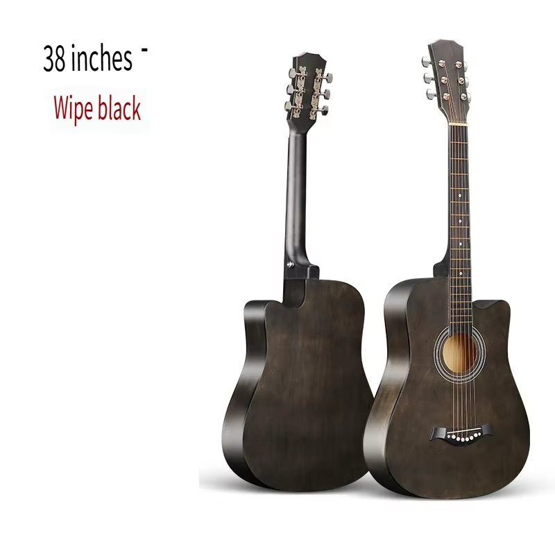 38 Inch Folk Guitar Music Instruments Acoustic Guitar Set for Beginners Adults Black Travel Guitar for Teens Guitar Accessories