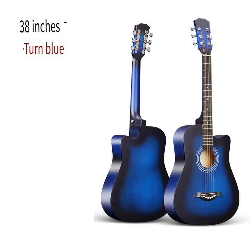38 Inch Folk Guitar Music Instruments Acoustic Guitar Set for Beginners Adults Black Travel Guitar for Teens Guitar Accessories