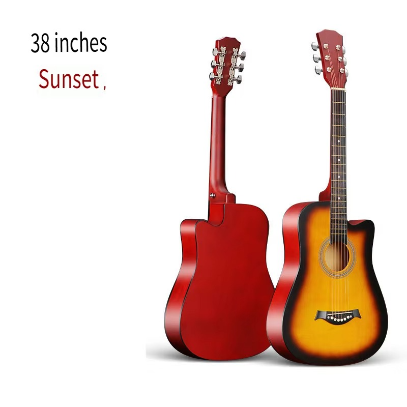 38 Inch Folk Guitar Music Instruments Acoustic Guitar Set for Beginners Adults Black Travel Guitar for Teens Guitar Accessories