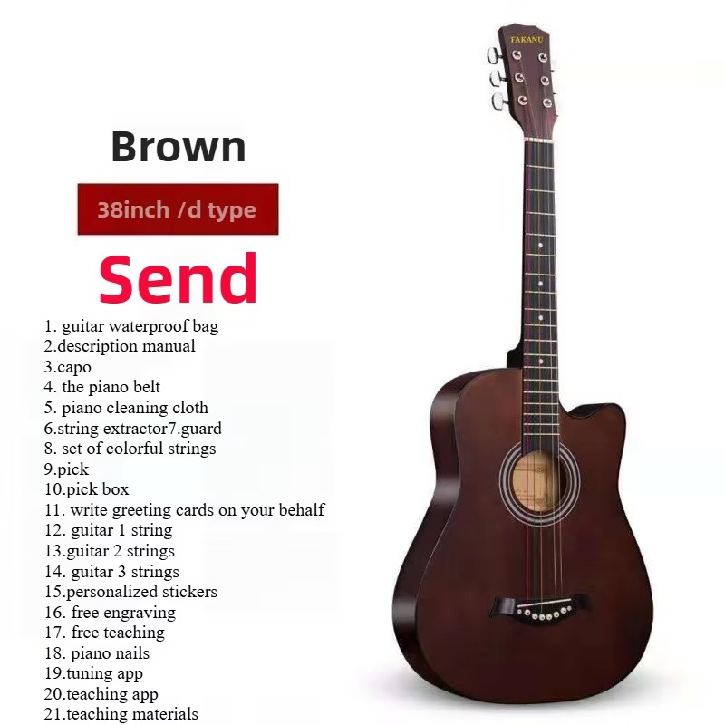 Beginner's 38-inch Acoustic Classical Guitar Adults Performance Accompaniment Musical Instruments Rosewood Practice Guitar