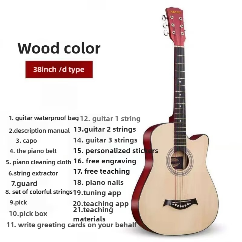 Beginner's 38-inch Acoustic Classical Guitar Adults Performance Accompaniment Musical Instruments Rosewood Practice Guitar