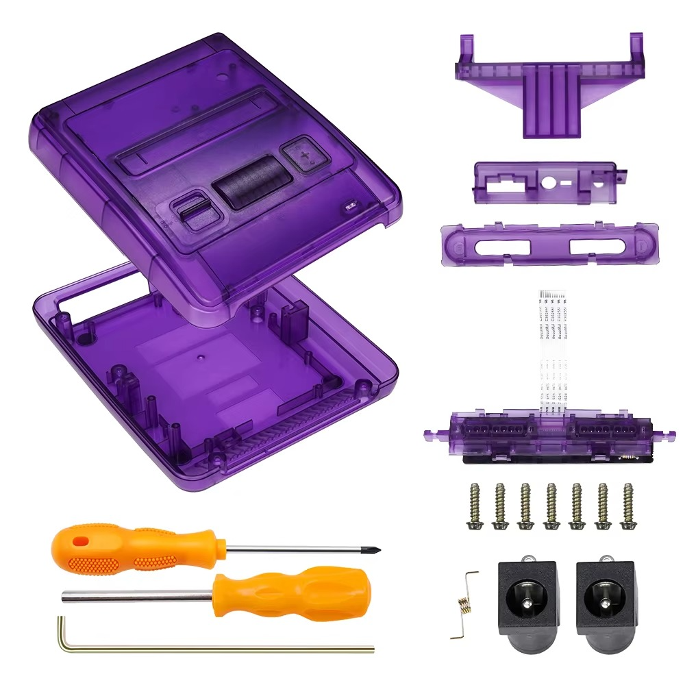 Bitfunx SFC Replacement Case Transparent Box For Super Famicom Console Super NES Game Console