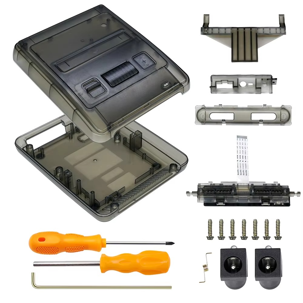 Bitfunx SFC Replacement Case Transparent Box For Super Famicom Console Super NES Game Console