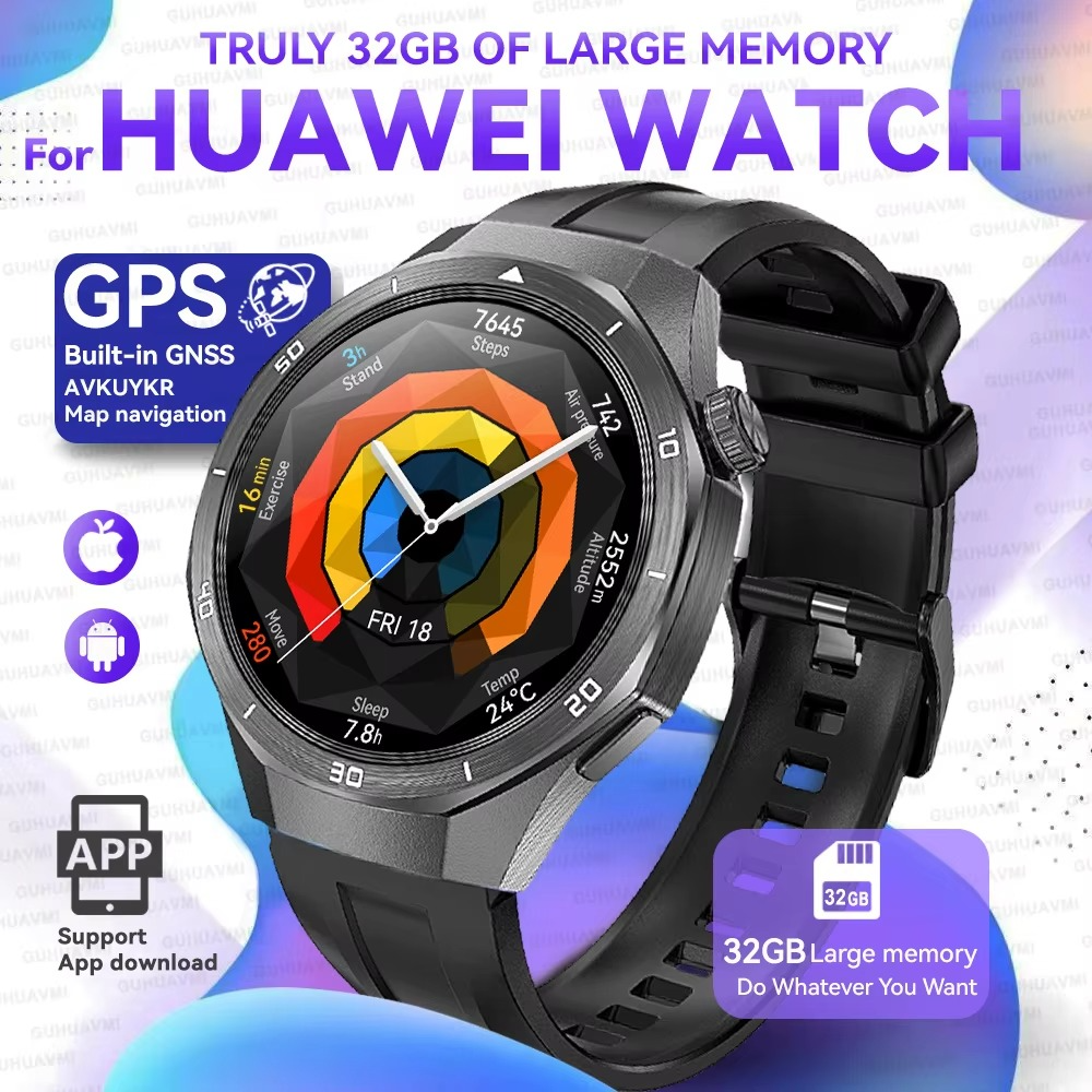 2025 For HUAWEI GT5 Watch 32GB Memory Smartwatch Men Video Play GPS APP Download Clock Sports Waterproof Call Earphone Bracelet