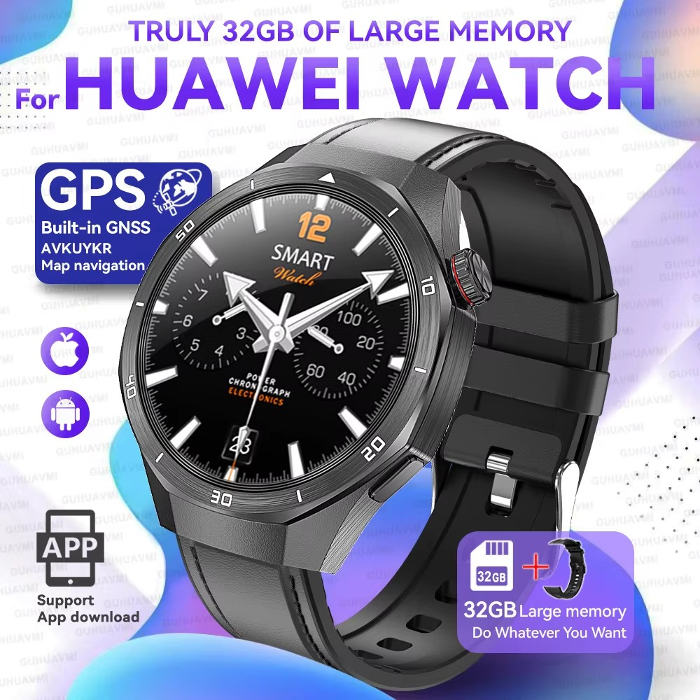 2025 For HUAWEI GT5 Watch 32GB Memory Smartwatch Men Video Play GPS APP Download Clock Sports Waterproof Call Earphone Bracelet