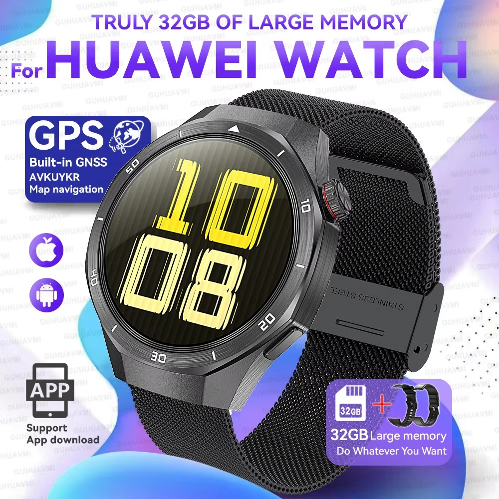 2025 For HUAWEI GT5 Watch 32GB Memory Smartwatch Men Video Play GPS APP Download Clock Sports Waterproof Call Earphone Bracelet