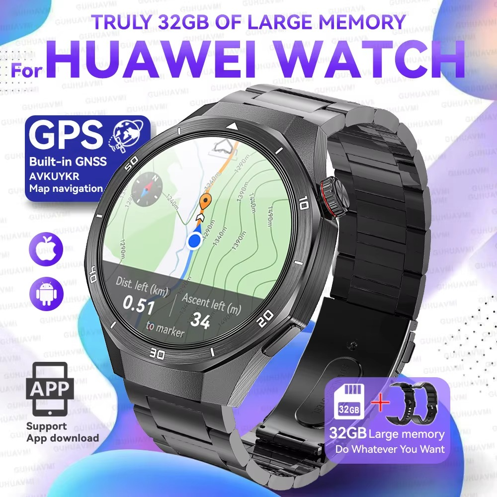 2025 For HUAWEI GT5 Watch 32GB Memory Smartwatch Men Video Play GPS APP Download Clock Sports Waterproof Call Earphone Bracelet