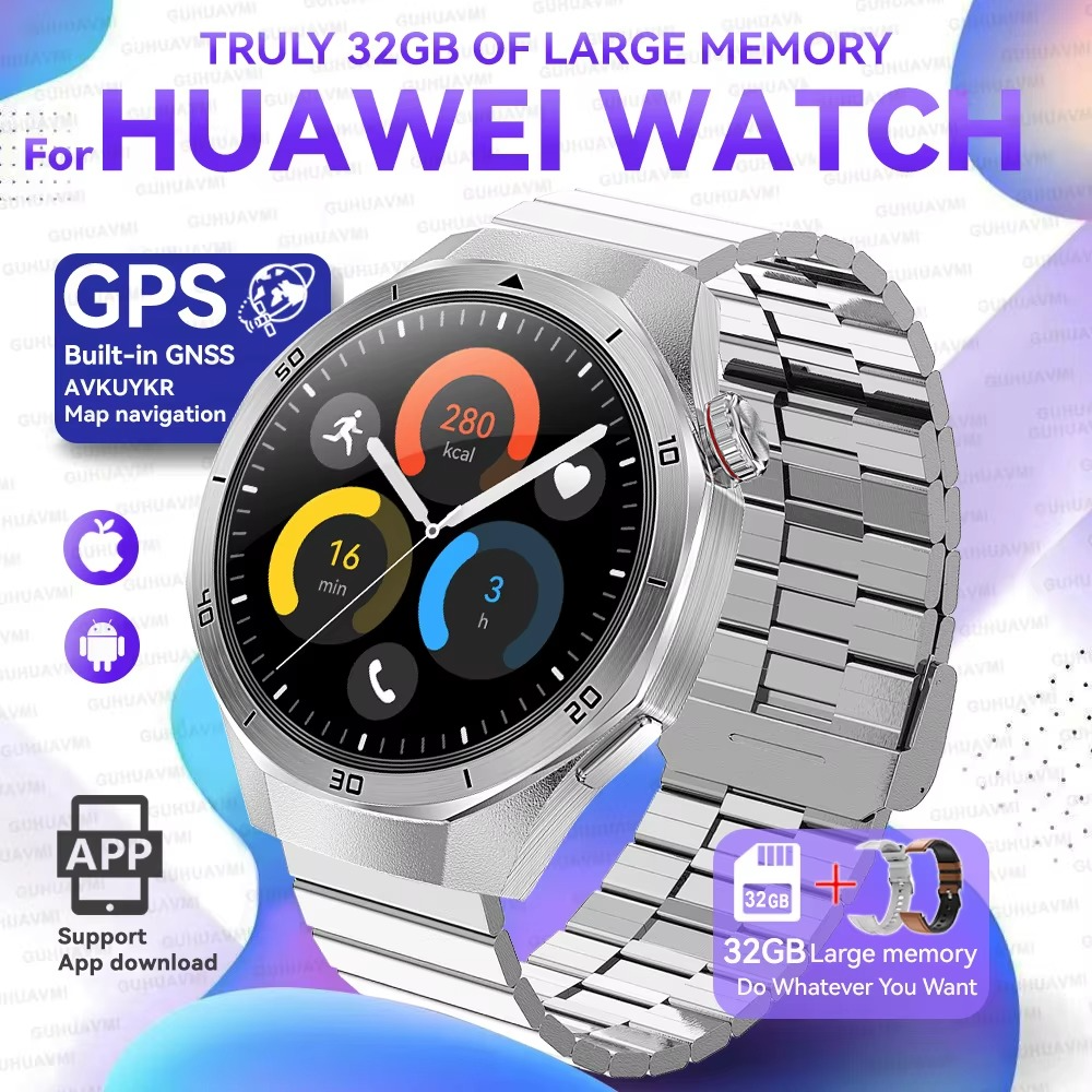 2025 For HUAWEI GT5 Watch 32GB Memory Smartwatch Men Video Play GPS APP Download Clock Sports Waterproof Call Earphone Bracelet