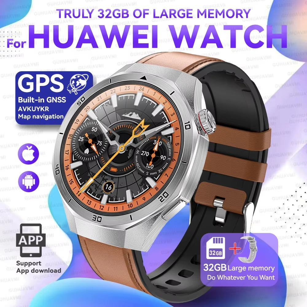 2025 For HUAWEI GT5 Watch 32GB Memory Smartwatch Men Video Play GPS APP Download Clock Sports Waterproof Call Earphone Bracelet