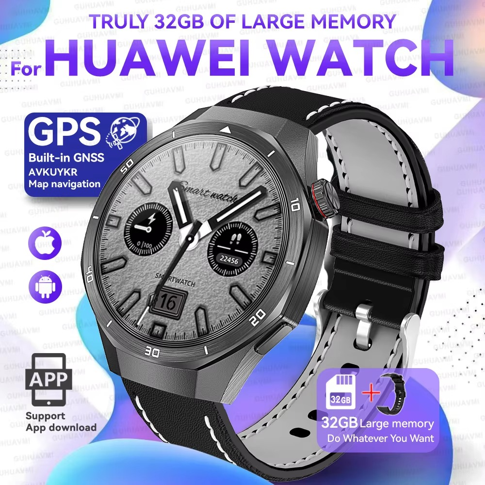 2025 For HUAWEI GT5 Watch 32GB Memory Smartwatch Men Video Play GPS APP Download Clock Sports Waterproof Call Earphone Bracelet