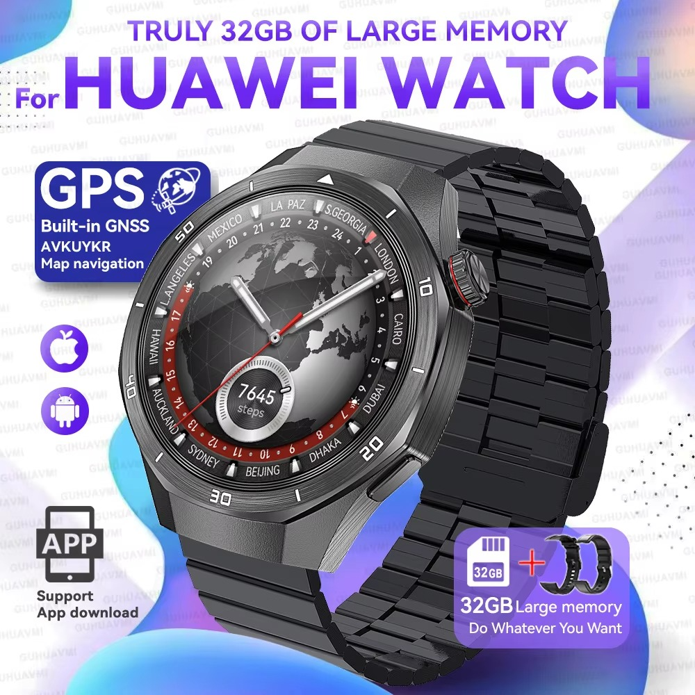 2025 For HUAWEI GT5 Watch 32GB Memory Smartwatch Men Video Play GPS APP Download Clock Sports Waterproof Call Earphone Bracelet