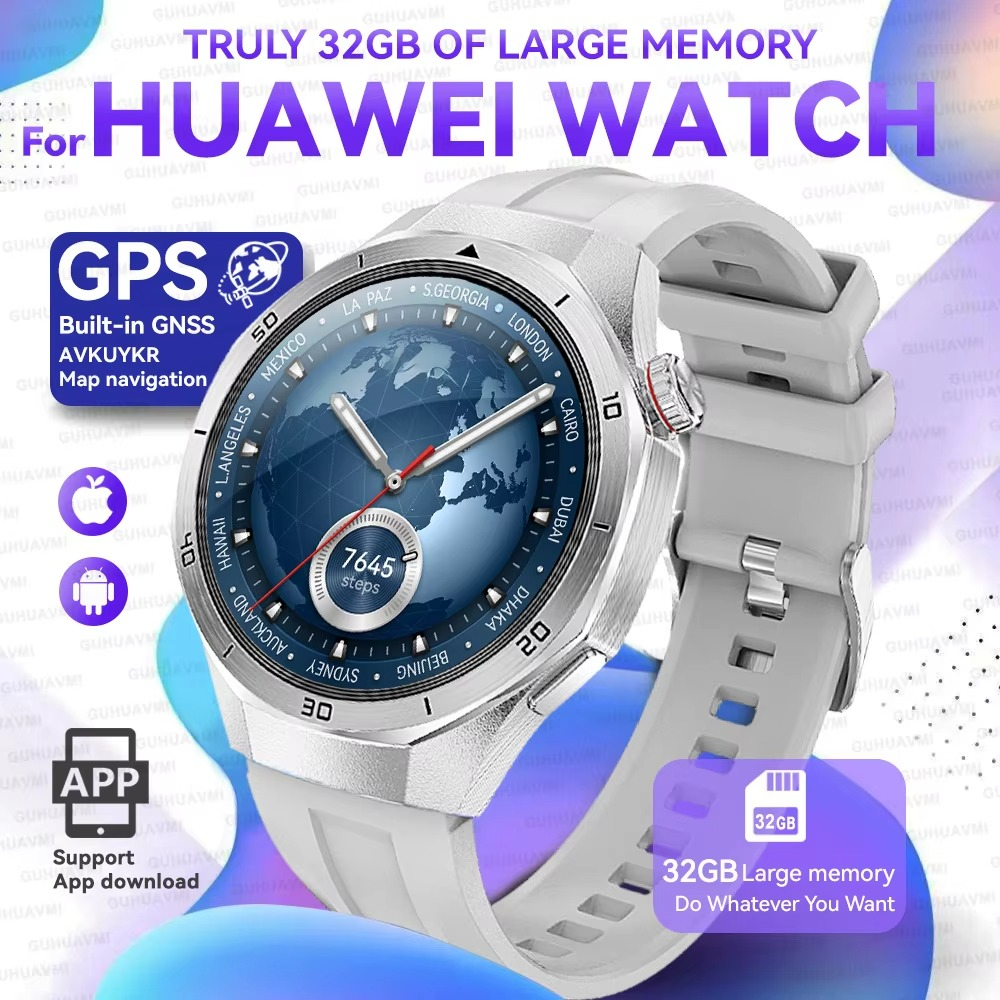 2025 For HUAWEI GT5 Watch 32GB Memory Smartwatch Men Video Play GPS APP Download Clock Sports Waterproof Call Earphone Bracelet