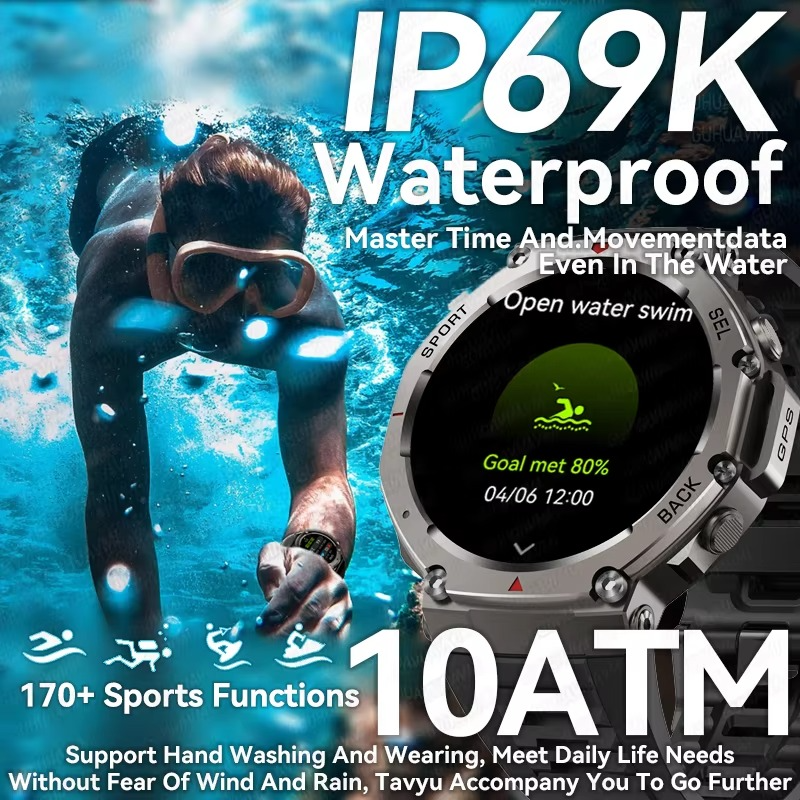New T-Rex3 GPS Smart Watches 2025 for Xiaomi IOS Military Smartwatch Men 10ATM Waterproof 170 Sport Modes Built-in GPS BT Call