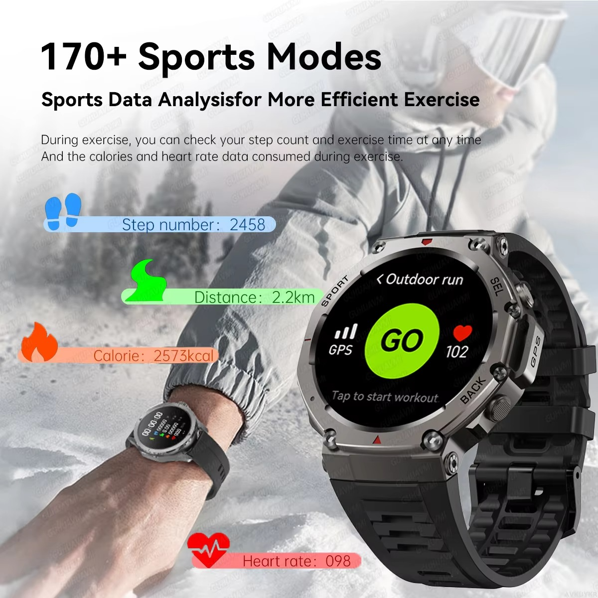 New T-Rex3 GPS Smart Watches 2025 for Xiaomi IOS Military Smartwatch Men 10ATM Waterproof 170 Sport Modes Built-in GPS BT Call