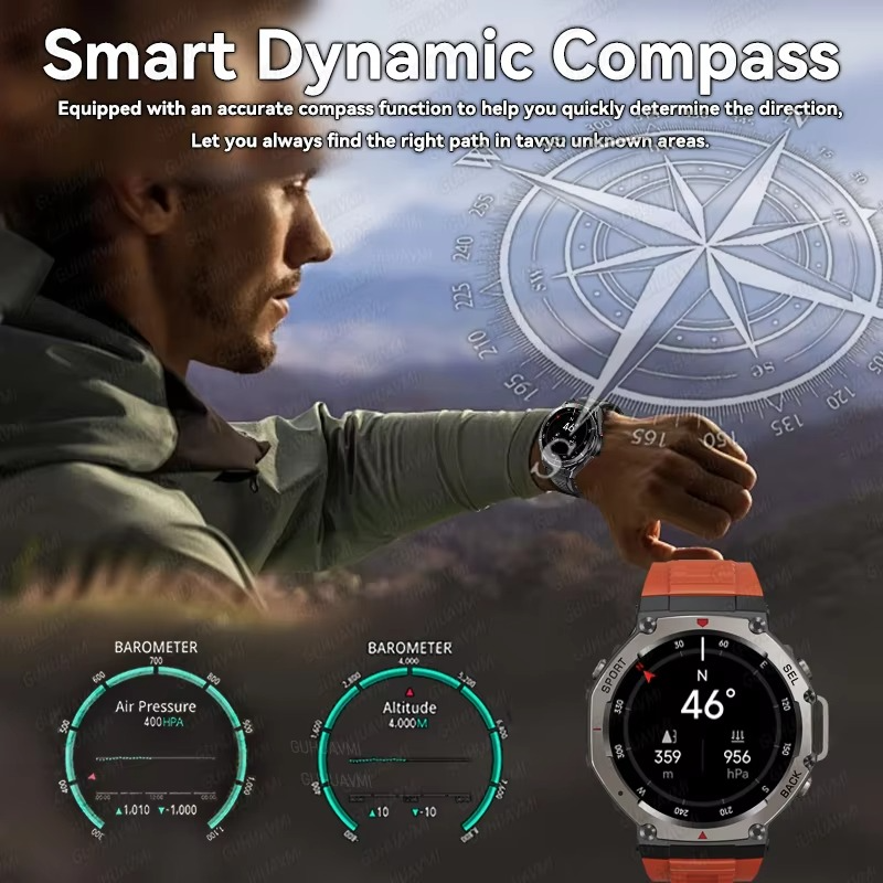 New T-Rex3 GPS Smart Watches 2025 for Xiaomi IOS Military Smartwatch Men 10ATM Waterproof 170 Sport Modes Built-in GPS BT Call