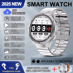 2025 Fashion 32GB Big Memory Men Smart Watch APP Download TWS 3D Menu GPS Navigation Video Play Motion HD Call Watch For HUAWEI