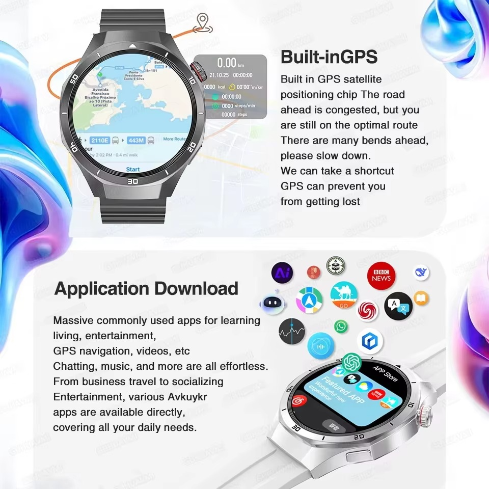 2025 Fashion 32GB Big Memory Men Smart Watch APP Download TWS 3D Menu GPS Navigation Video Play Motion HD Call Watch For HUAWEI