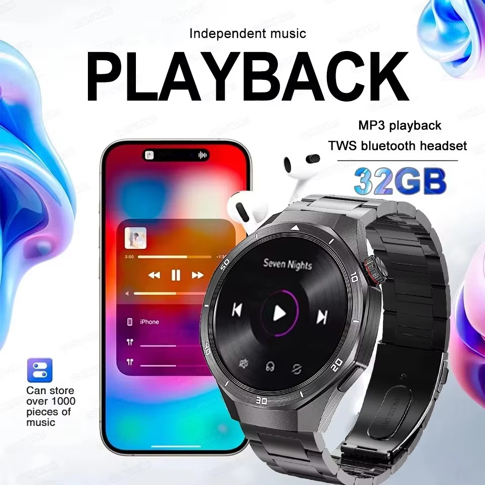 2025 Fashion 32GB Big Memory Men Smart Watch APP Download TWS 3D Menu GPS Navigation Video Play Motion HD Call Watch For HUAWEI