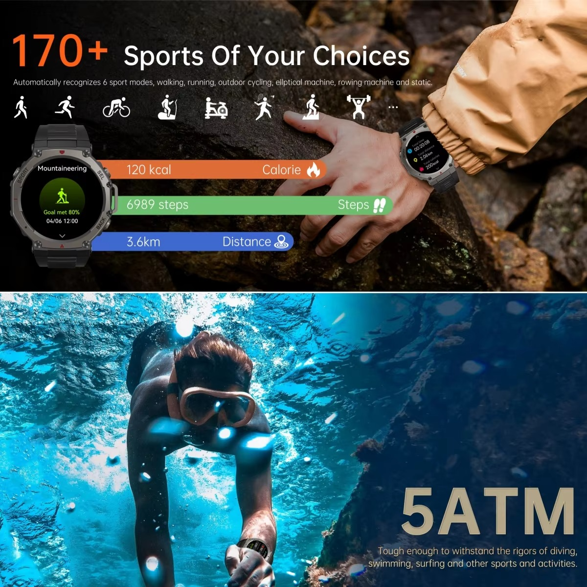 Tactical GPS Smart Watch 2025 for Xiaomi Samsung VWAR T-Rex3 Military Smartwatch Men 50m Waterproof Built-in GPS Bluetooth Call