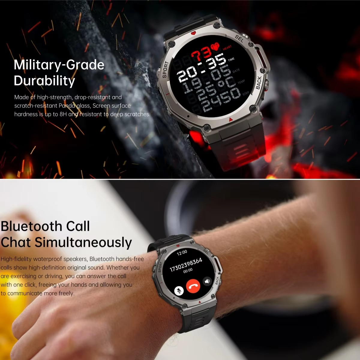 Tactical GPS Smart Watch 2025 for Xiaomi Samsung VWAR T-Rex3 Military Smartwatch Men 50m Waterproof Built-in GPS Bluetooth Call