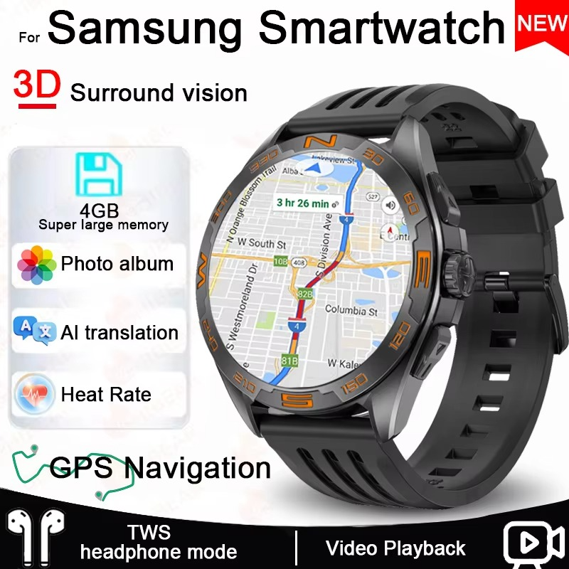 2025New GPS Smart Watch Maps Navigation 1.43inch AMOLED Screen 4GB Large Memory TWS Headset Bluetooth Call Sports Smartwatch Man