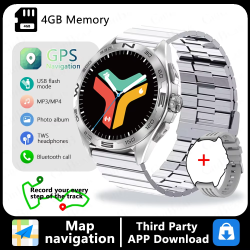2025New GPS Smart Watch Maps Navigation 1.43inch AMOLED Screen 4GB Large Memory TWS Headset Bluetooth Call Sports Smartwatch Man