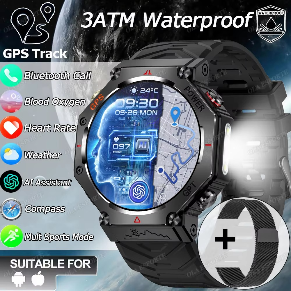 New Swimming Smart Watch for Xiaomi Huawei Watch IP69K Waterproof BT Call GPS Compass Amoled Military Sport Smartwatch Men Women