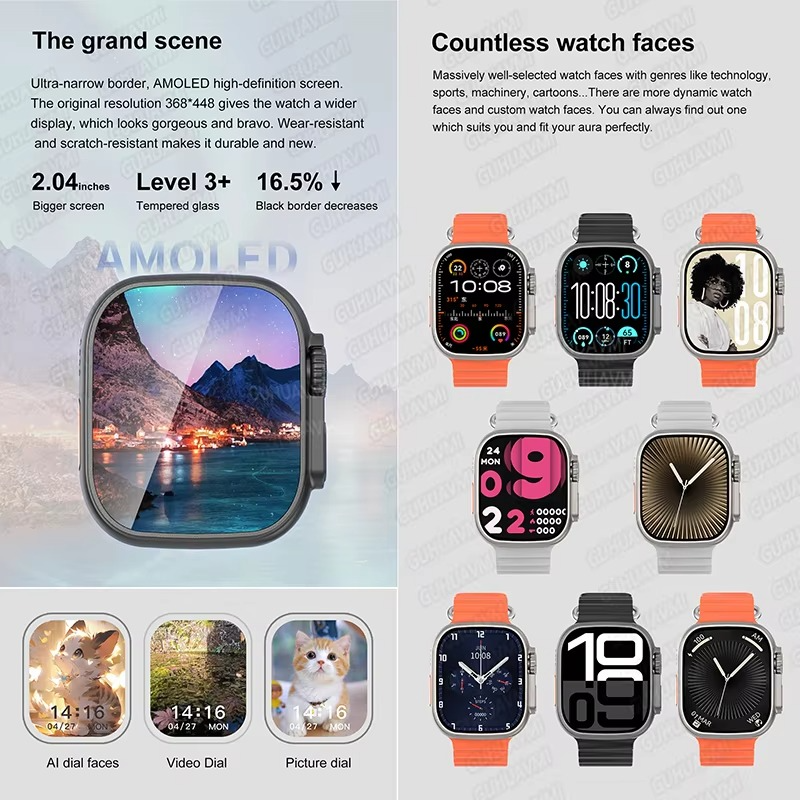 DT Ultra 3 Smartwatch Amoled Screen 4GB MP3 MP4 Player Bluetooth Network Sharing APP Store ChatGPT Smart AI Watch Men Sportwatch