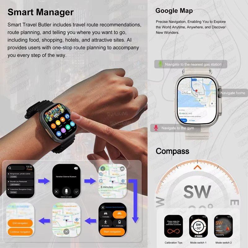 DT Ultra 3 Smartwatch Amoled Screen 4GB MP3 MP4 Player Bluetooth Network Sharing APP Store ChatGPT Smart AI Watch Men Sportwatch